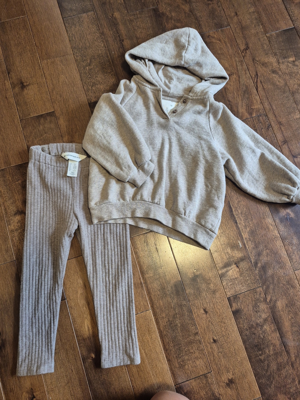H&M Light Gray Hoodie & Ribbed Leggings Set
